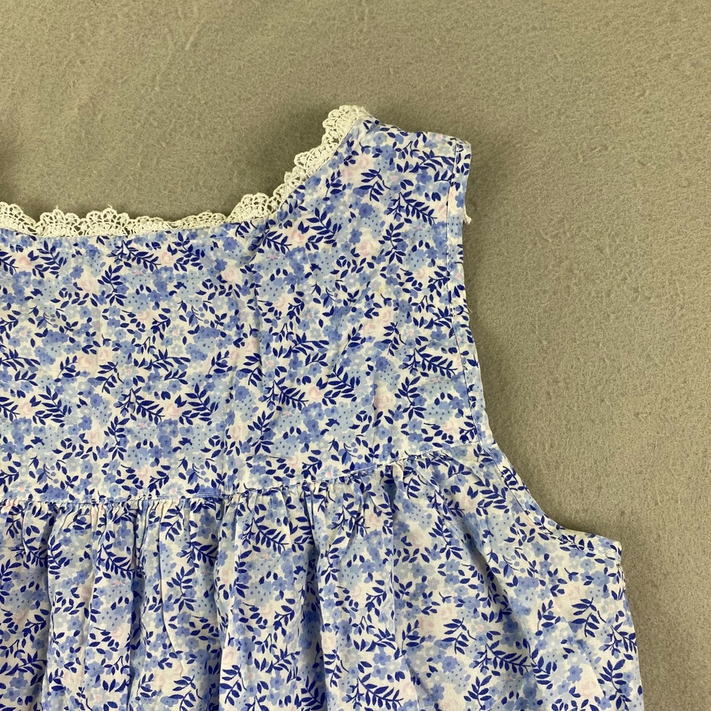 Eileen West Cotton Lawn Chemise Nightgown XS flower buttons lace cottage blue - Picture 11 of 16